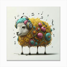 Sheep With Headphones 2 Canvas Print