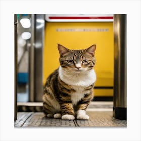 Cat In Subway Station Canvas Print