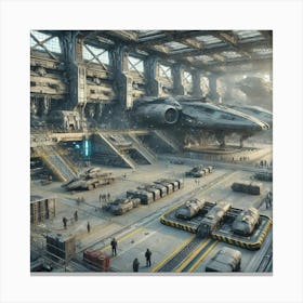 A Asteroid Class Warship Hangars Asterian Syndicate 1024 1 Canvas Print