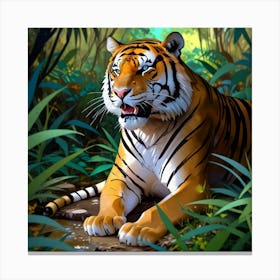 Tiger In The Jungle 2 Canvas Print