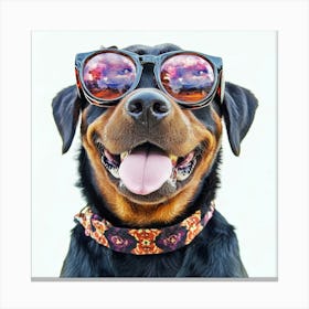 Rottweiler Wearing Sunglasses Canvas Print