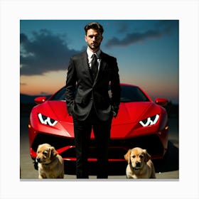 Man With Dogs 3 Canvas Print