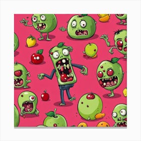 Zombies On A Pink Background Canvas Print