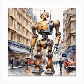 Robot On The Street 53 Canvas Print