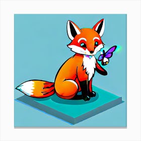 Fox With Butterfly Canvas Print