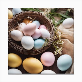 Easter Eggs In A Basket 4 Canvas Print