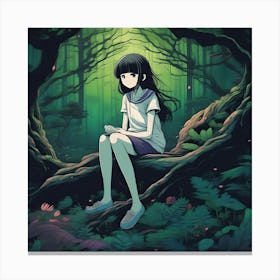 Anime Girl In The Forest Canvas Print