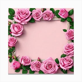 Pink Roses Frame 4 Canvas Print