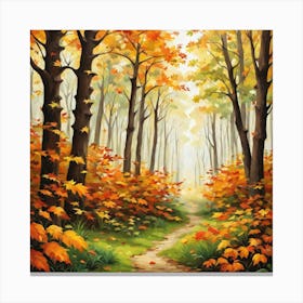 Forest In Autumn In Minimalist Style Square Composition 287 Canvas Print