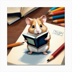 Hamster Reading A Book 8 Canvas Print