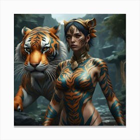 Tiger Huntress and Companion Canvas Print