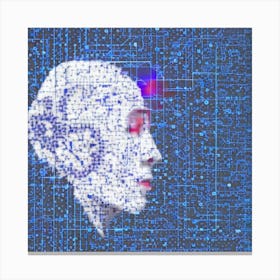 Cyborg Head Psychedelic Art Canvas Print