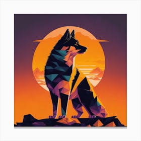 Wolf In The Sunset Canvas Print