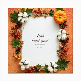 A Seasonal Thanksgiving Frame Design Featuring A Round Cotton Chaplet Layered With Autumn Leaves Ad (2) Canvas Print