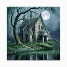 An Enchanting Scene Of A Crumbling Stone House Canvas Print