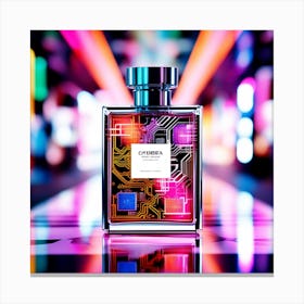 Perfume Bottle With Neon Lights Canvas Print