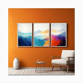 Mock Up Canvas Framed Art Gallery Wall Mounted Textured Print Abstract Landscape Portrait (4) Canvas Print
