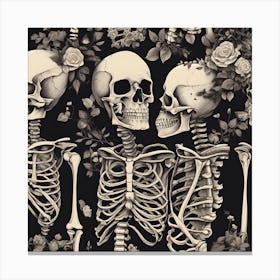 Skeletons And Roses Canvas Print