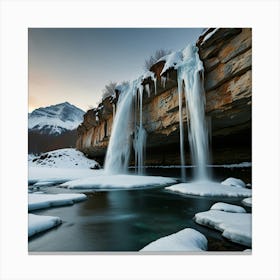 Waterfall In Winter 1 Canvas Print