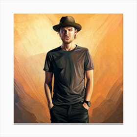 Man With Hat In Desert Canvas Print