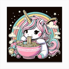 Unicorn Eating Noodles Leinwandbild