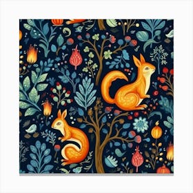 Seamless Pattern With Squirrels Canvas Print