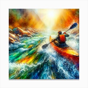 Canoeing In The River Canvas Print