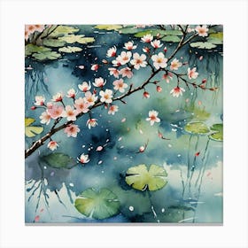 Cherry Blossoms In Water Canvas Print