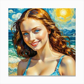 Girl On The Beach 1 Canvas Print