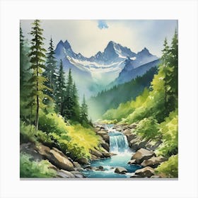 Waterfall In The Mountains III Canvas Print