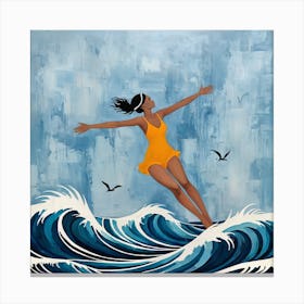 Girl In The Ocean 1 Canvas Print