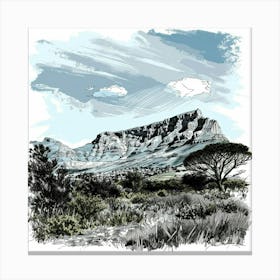 A Table Mountain In Cape Town Hand Drawn Sketch 2 Canvas Print