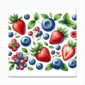 Strawberry and Blueberry 3 Canvas Print