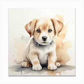 Puppy Watercolor Painting Canvas Print