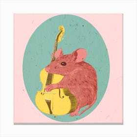 Jazzy mouse, double bass, music, illustration, wall art Canvas Print
