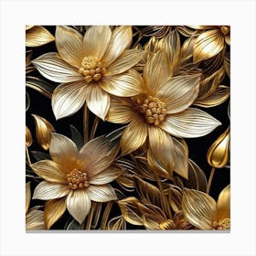 Gold Flowers Wallpaper Canvas Print