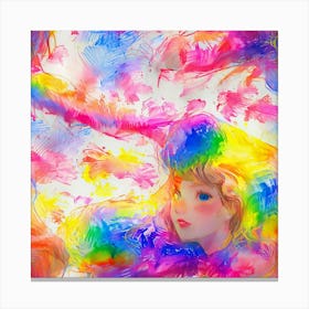 Girl With Rainbow Hair Canvas Print