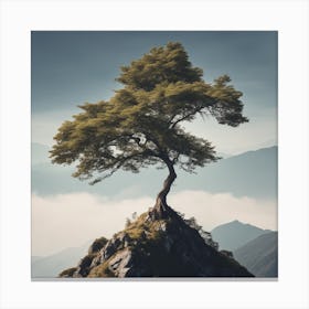 Lone Tree On Top Of Mountain 33 Canvas Print