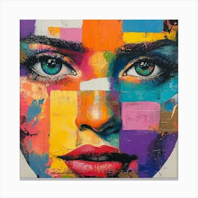 Portrait Of A Woman Abstract Colorful Canvas Print