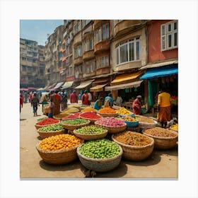 Fruit Market In Kathmandu Canvas Print