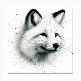 Polar Fox Head - Abstract Line Art Illustration 133 Canvas Print