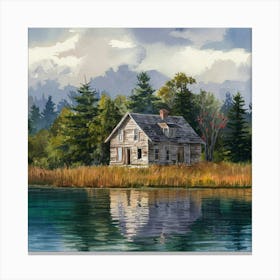 Old House By The Lake Canvas Print
