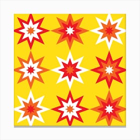 Red And White Starbursts Canvas Print
