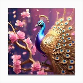 Peacock In Bloom Canvas Print