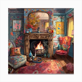Room With A Fireplace 1 Canvas Print