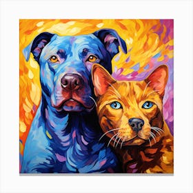 Dog And Cat Painting 1 Canvas Print