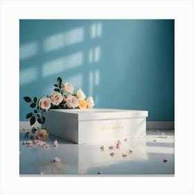 White Box With Flowers 3 Canvas Print