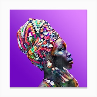 Color Through Culture Multicolor Purple Square Canvas Print