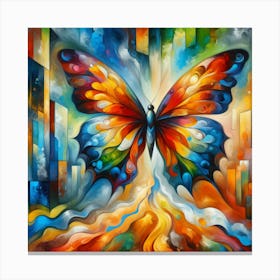 Colourful Cubist Abstract Butterfly v1 Canvas Print