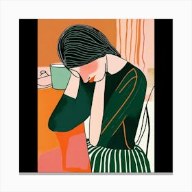 Woman With A Cup Of Coffee Canvas Print